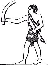 Древнеегипетское изображение воина, мечущего бумеранг